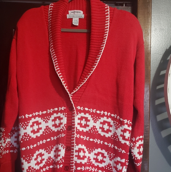 IZOD Club Vintage Cardigan Hand Embroidered Medium - Picture 8 of 8